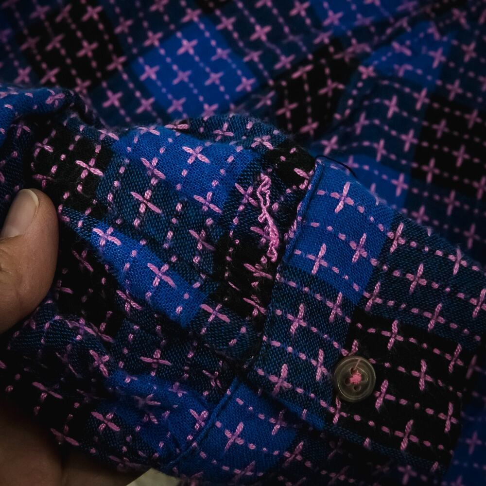 Pilcro Anthropologie Size XS Breezy Blue Plaid Button Long Sleeve Top Blouse - Picture 7 of 8
